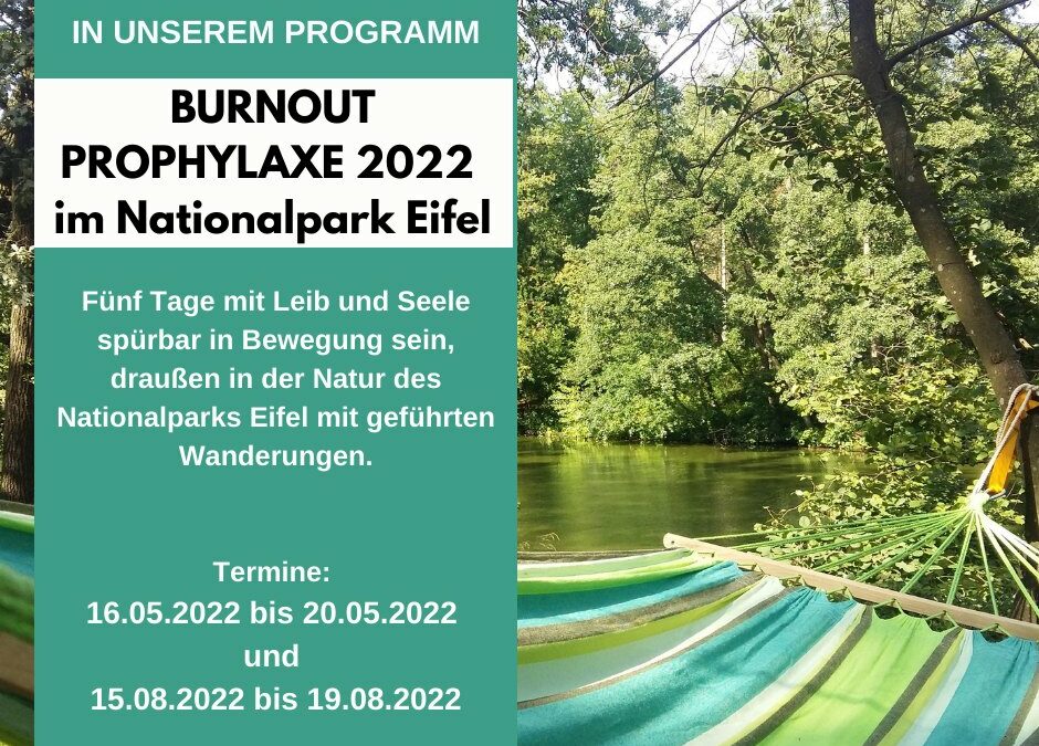 NEU IN UNSEREM PROGRAMM:  BURNOUT PROPHYLAXE 2022 im Nationalpark Eifel